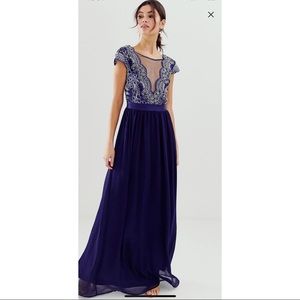 City Goddess pleated maxi dress